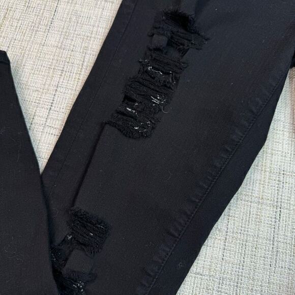 Frame Le Skinny De Jeanne Distressed Ripped Black Jeans Size‎ 26 - Picture 2 of 7